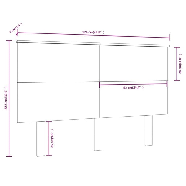 vidaXL Sengegavl svart 124x6x82,5 cm heltre furu