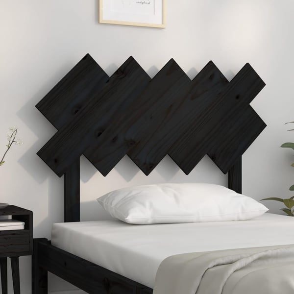 vidaXL Sengegavl svart 104 x 3 x 80,5 cm heltre furu