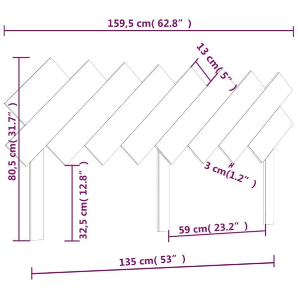 vidaXL Sengegavl 159,5x3x80,5 cm heltre furu
