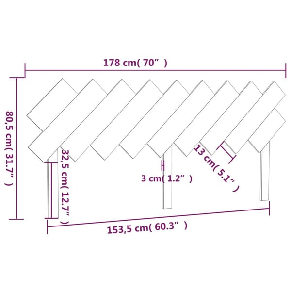 vidaXL Sengegavl svart 178x3x80,5 cm heltre furu