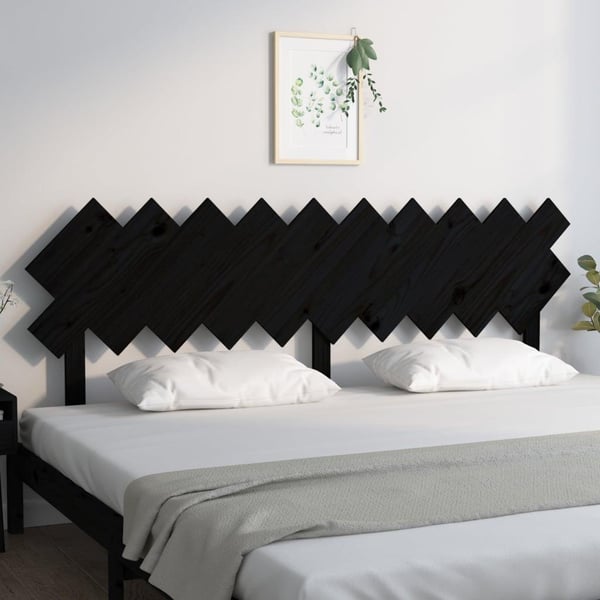 vidaXL Sengegavl svart 196x3x80,5 cm heltre furu