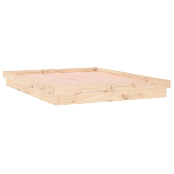 vidaXL Sengeramme med LED 150x200 cm King Size heltre
