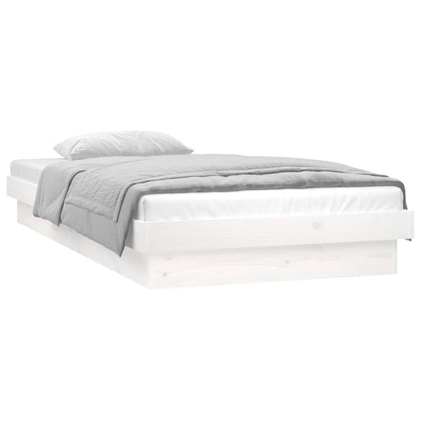 vidaXL Sengeramme med LED hvit 75x190 cm Small Single heltre