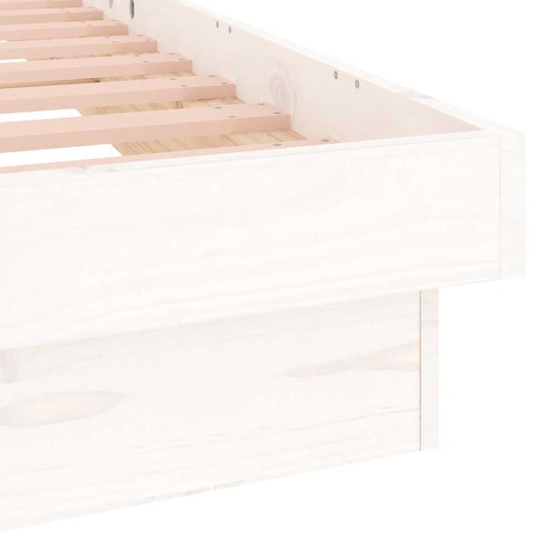 vidaXL Sengeramme med LED hvit 75x190 cm Small Single heltre