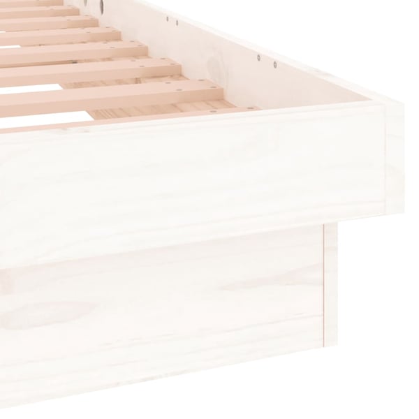 vidaXL Sengeramme med LED hvit 90x190 cm Single heltre