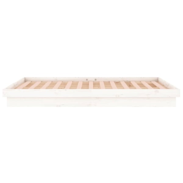 vidaXL Sengeramme med LED hvit 140x190 cm heltre