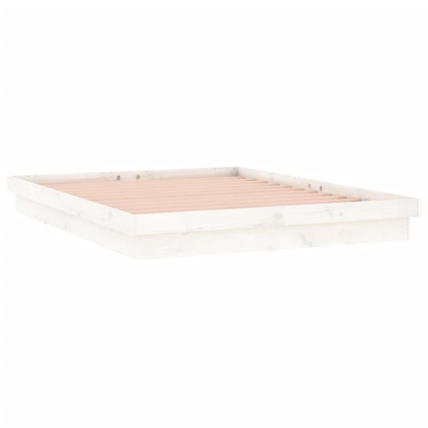 vidaXL Sengeramme med LED hvit 140x190 cm heltre
