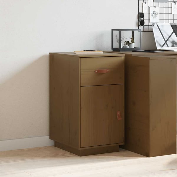 vidaXL skrivebordsskab 40x50x75 cm massivt fyrretræ gyldenbrun