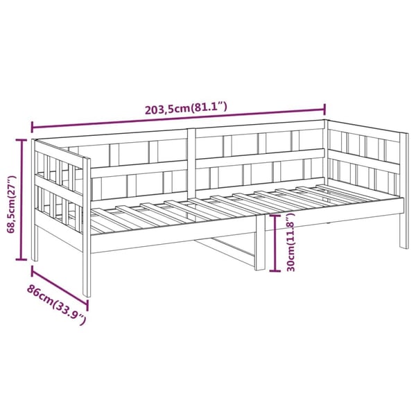 vidaXL Dagseng heltre furu 80x200 cm
