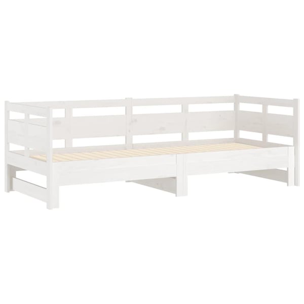 vidaXL Uttrekkbar dagseng hvit heltre furu 2x(90x200) cm