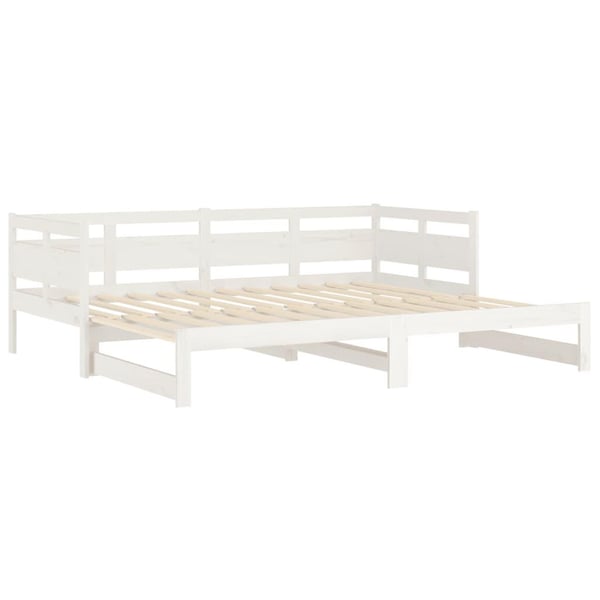 vidaXL Uttrekkbar dagseng hvit heltre furu 2x(90x200) cm