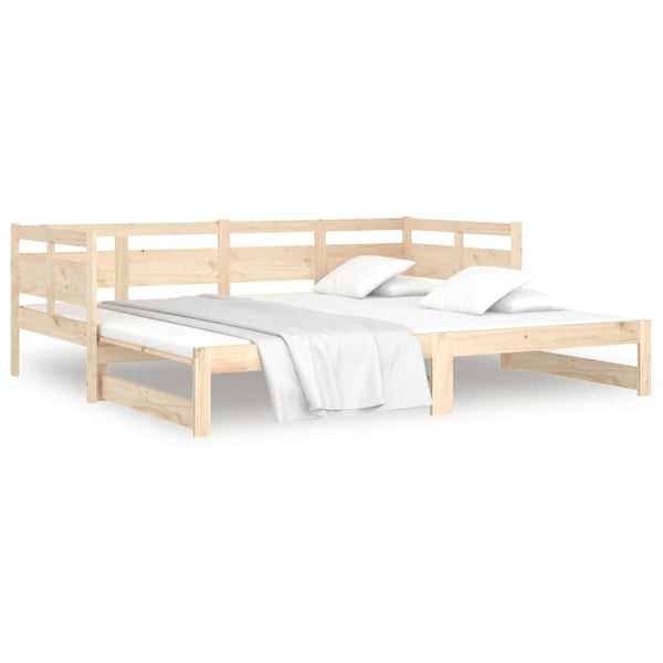 vidaXL Uttrekkbar dagseng heltre furu 2x(90x190) cm