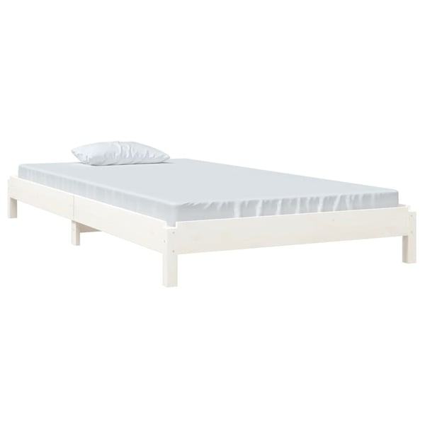 vidaXL Stableseng hvit 100x200 cm heltre furu