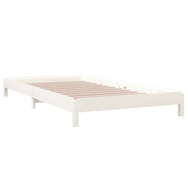 vidaXL Stableseng hvit 100x200 cm heltre furu