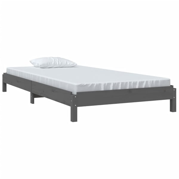 vidaXL stabelbar seng 75x190 cm massivt fyrretræ grå