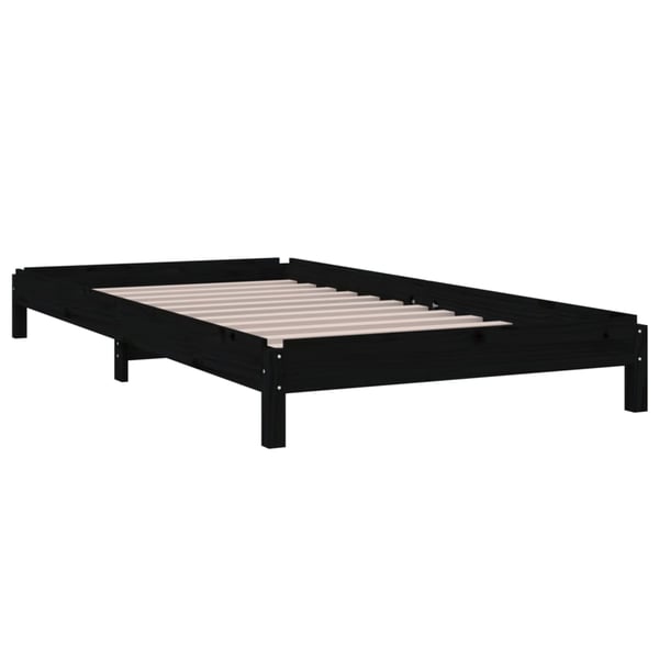 vidaXL Stableseng svart 75x190 cm heltre furu