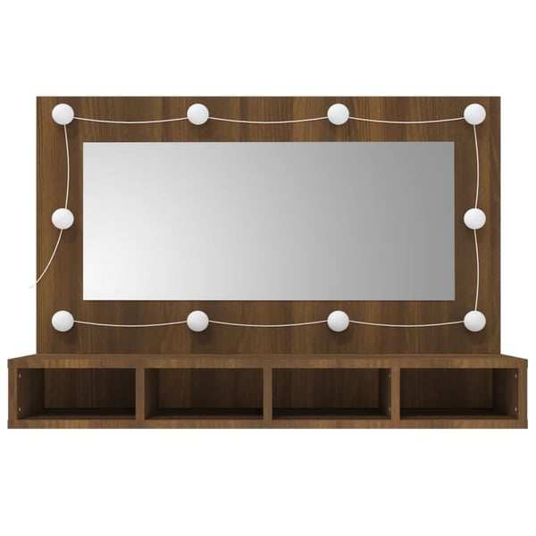 vidaXL Speilskap med LED brun eik 90x31,5x62 cm