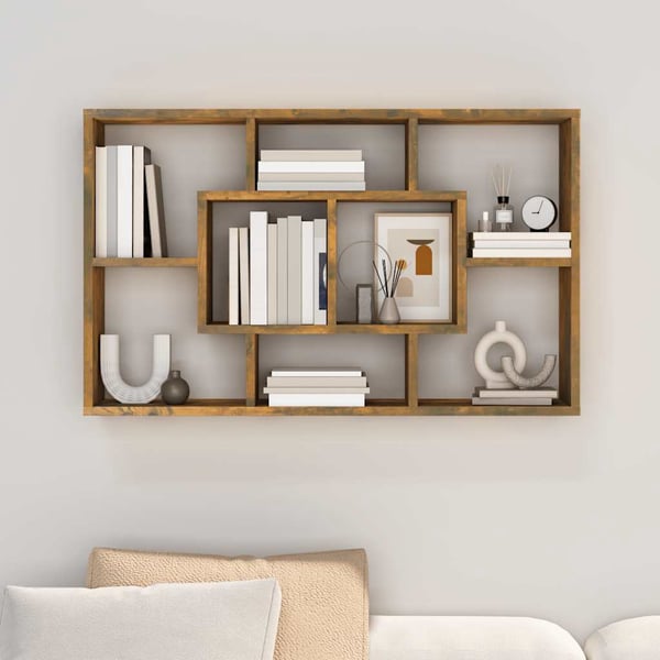 vidaXL Vegghylle røkt eik 85x16x52,5 cm konstruert tre