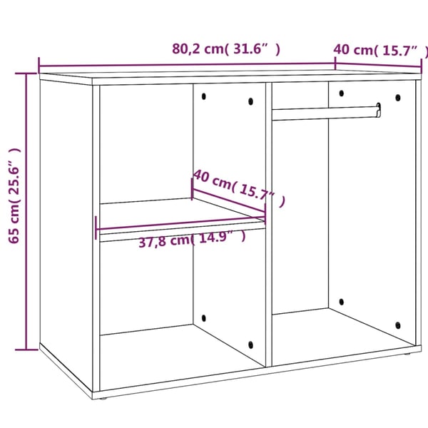 vidaXL skab 80x40x65 cm konstrueret træ røget egetræ
