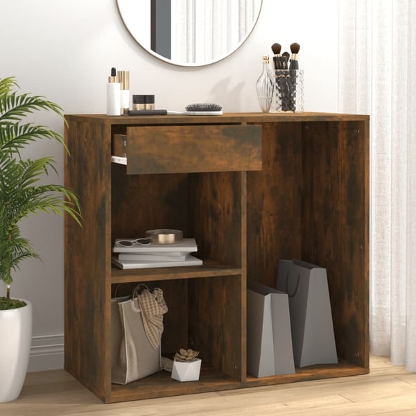 vidaXL Sminkeskap røkt eik 80x40x75 cm konstruert tre