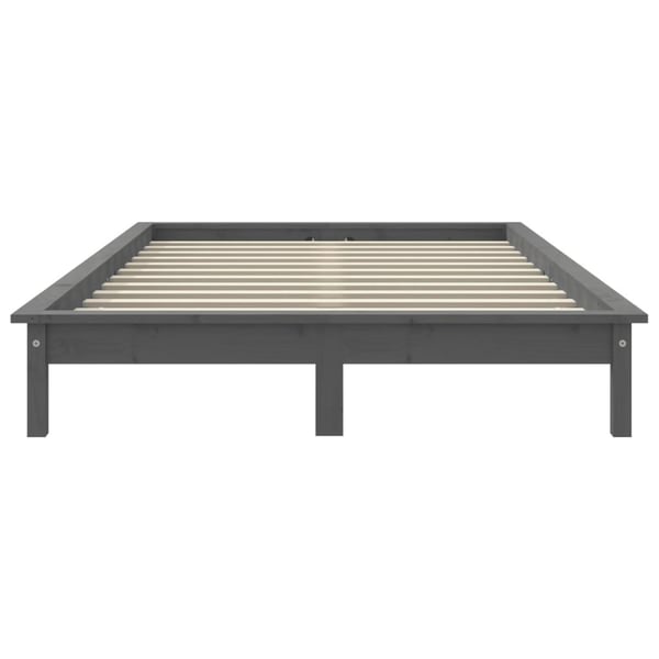 vidaXL Sengeramme grå 200x200 cm heltre furu