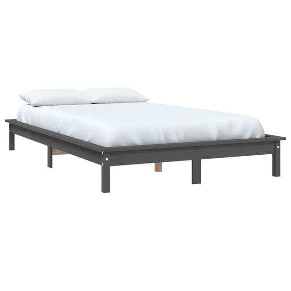 vidaXL Sengeramme grå 200x200 cm heltre furu