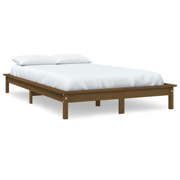 vidaXL Sengeramme honningbrun 135x190 cm heltre furu Double