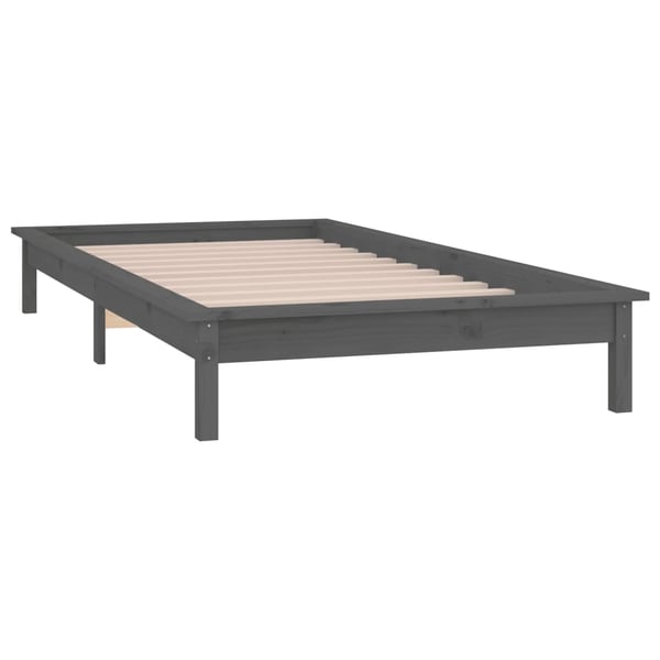 vidaXL Sengeramme med LED grå 90x200 cm heltre
