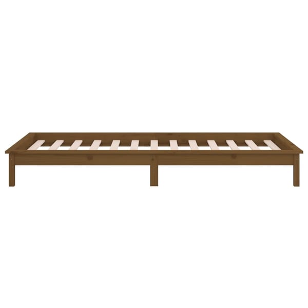 vidaXL Sengeramme med LED honningbrun 100x200 cm heltre