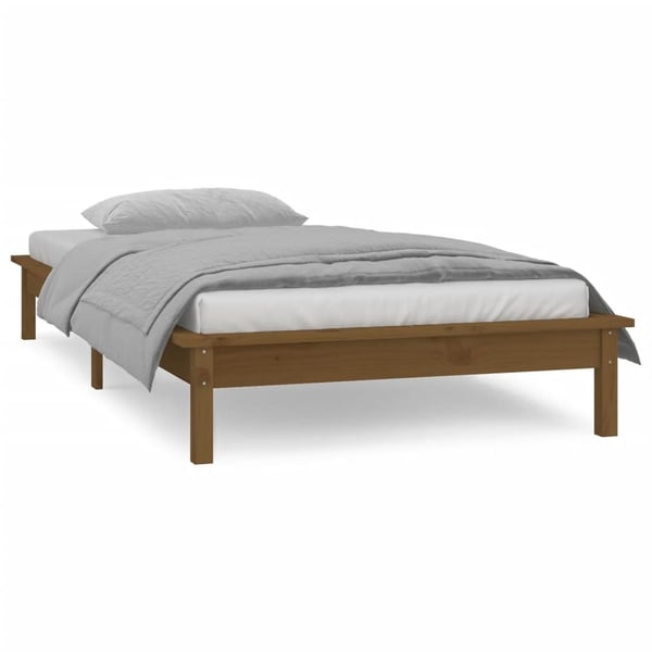 vidaXL Sengeramme med LED honningbrun 100x200 cm heltre