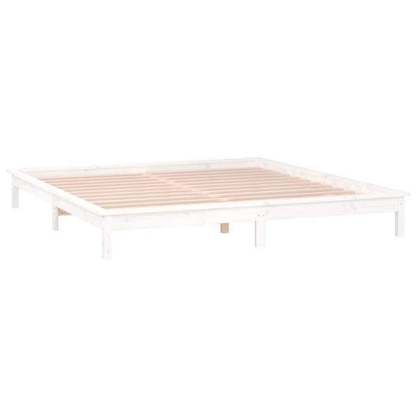 vidaXL Sengeramme med LED hvit 120x200 cm heltre
