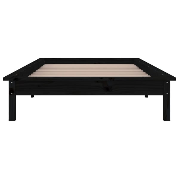 vidaXL Sengeramme med LED svart 90x200 cm heltre