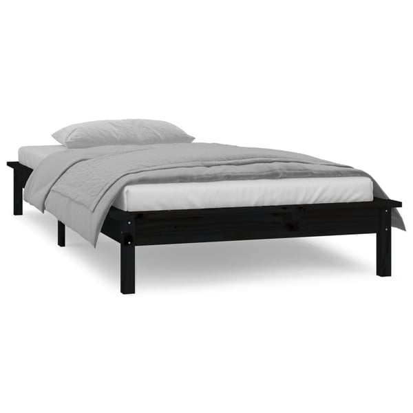 vidaXL Sengeramme med LED svart 90x200 cm heltre
