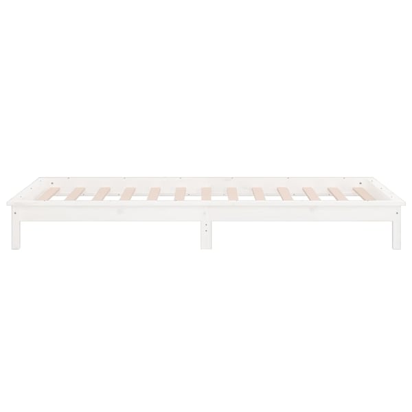 vidaXL Sengeramme med LED hvit 100x200 cm heltre