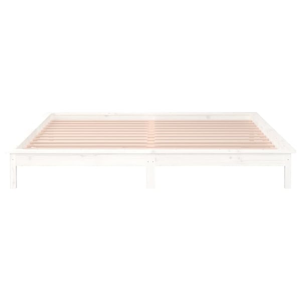 vidaXL Sengeramme med LED hvit 140x200 cm heltre
