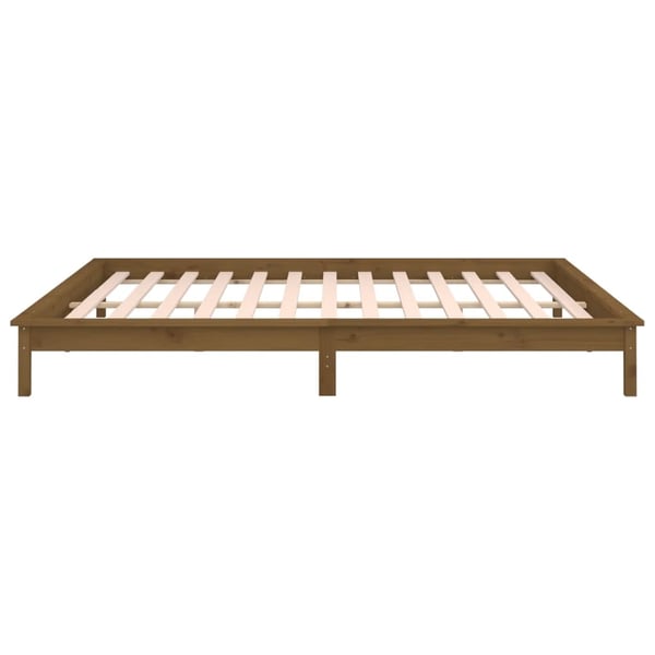 vidaXL Sengeramme med LED honningbrun 140x200 cm heltre
