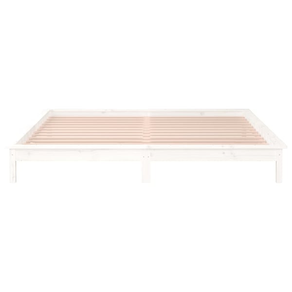 vidaXL Sengeramme med LED hvit 150x200 cm King Size heltre