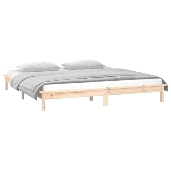 vidaXL Sengeramme med LED 140x200 cm heltre
