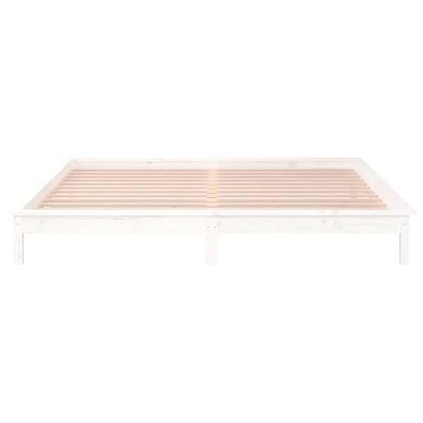 vidaXL Sengeramme med LED hvit 160x200 cm heltre