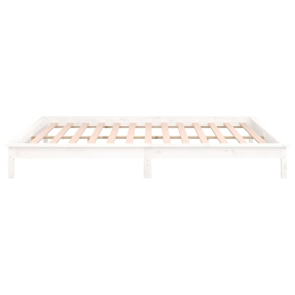 vidaXL Sengeramme med LED hvit 200x200 cm heltre