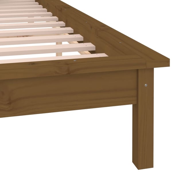 vidaXL Sengeramme med LED honningbrun 200x200 cm heltre