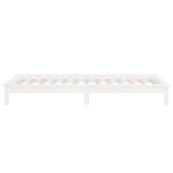 vidaXL Sengeramme med LED hvit 75x190 cm Small Single heltre