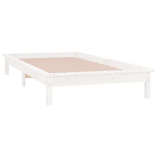 vidaXL Sengeramme med LED hvit 75x190 cm Small Single heltre