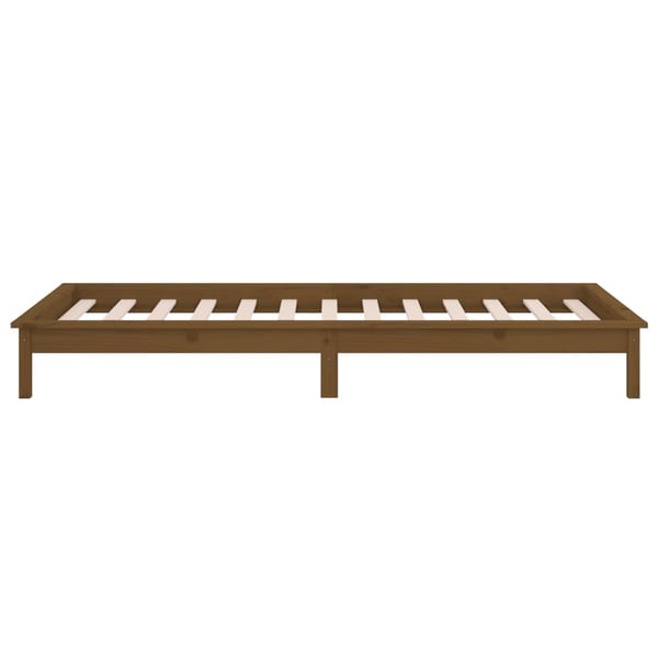 vidaXL Sengeramme med LED honningbrun 75x190 cm liten enkel heltre