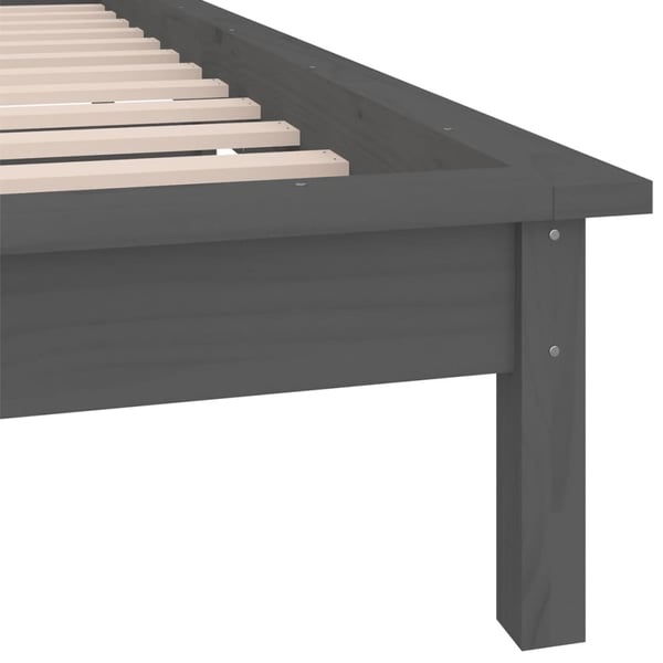 vidaXL Sengeramme med LED grå 90x190 cm Single heltre
