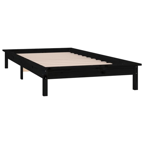 vidaXL Sengeramme med LED svart 75x190 cm Small Single heltre