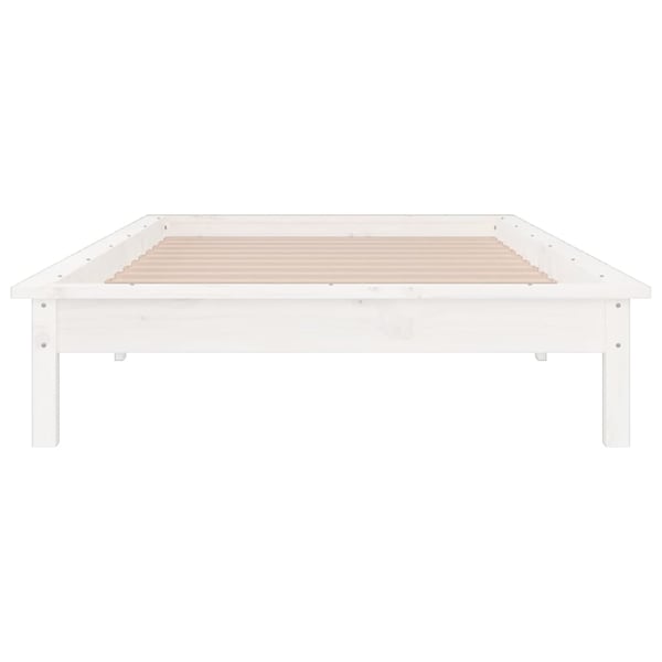 vidaXL Sengeramme med LED hvit 90x190 cm Single heltre