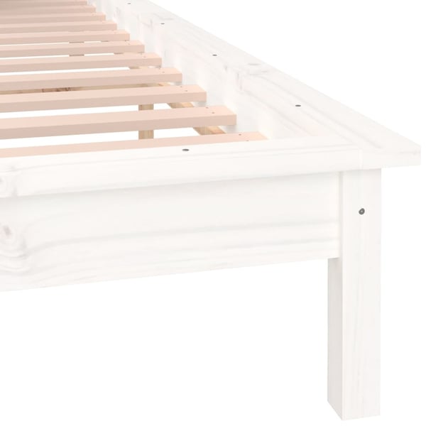 vidaXL Sengeramme med LED hvit 135x190 cm Double heltre