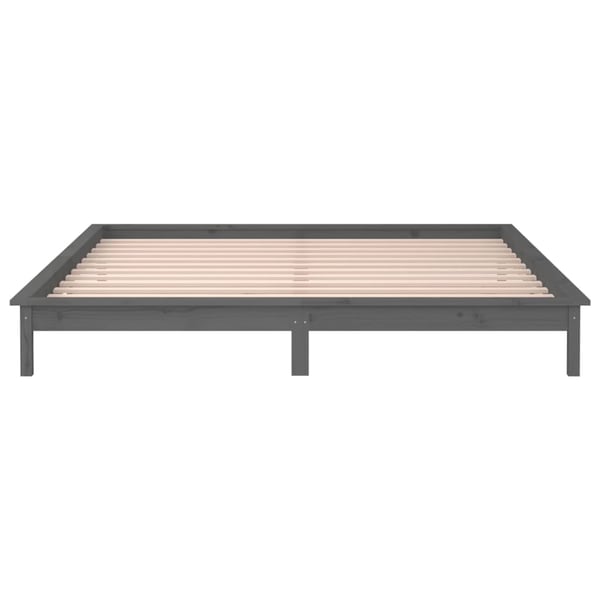 vidaXL Sengeramme med LED grå 140x190 cm heltre