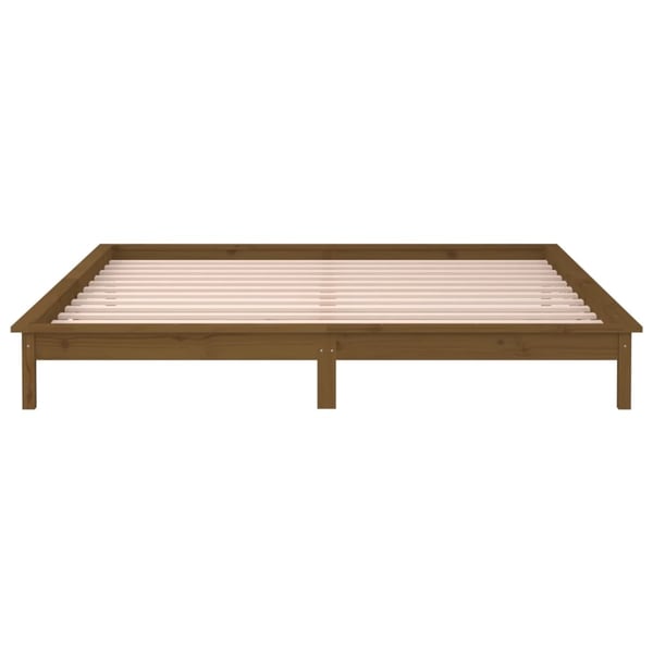vidaXL Sengeramme med LED honningbrun 140x190 cm heltre